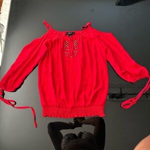 BCX Scarlet Blouse with Geometric Accents